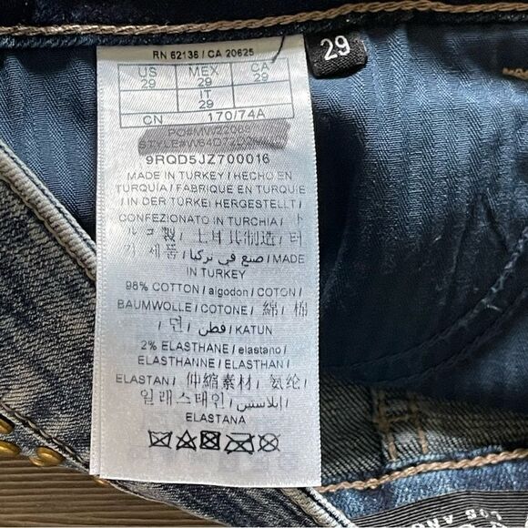 Guess Denim Blue Embellished Distressed Jean Mini Skirt Size 29 - Picture 8 of 12